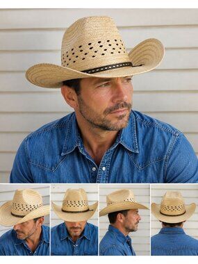 Vintage Goorin of California "Nugget" Straw Cowboy Hat Vented Medium Size 7 USA